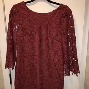 Maroon Floral Patterned Dress